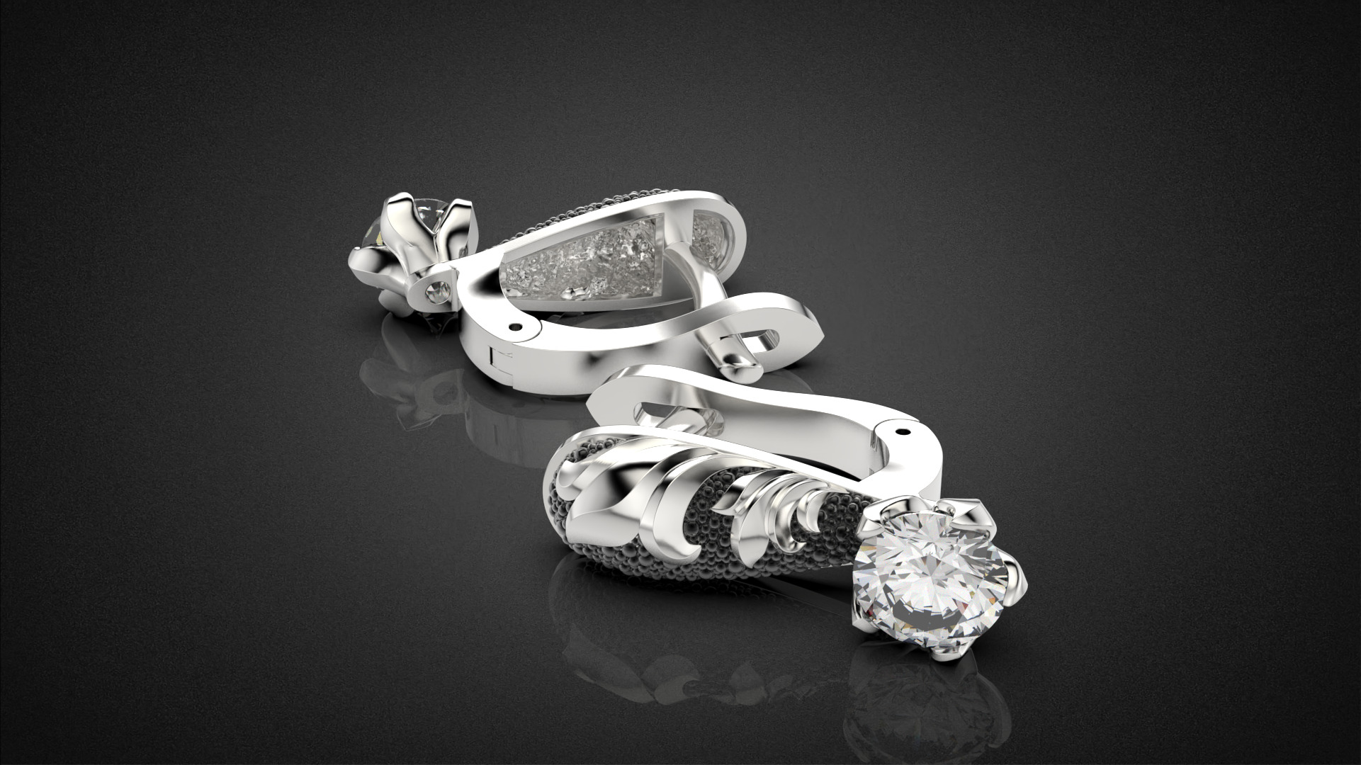 Diamond golden ratio Jewelry earring E34 3D print model_1