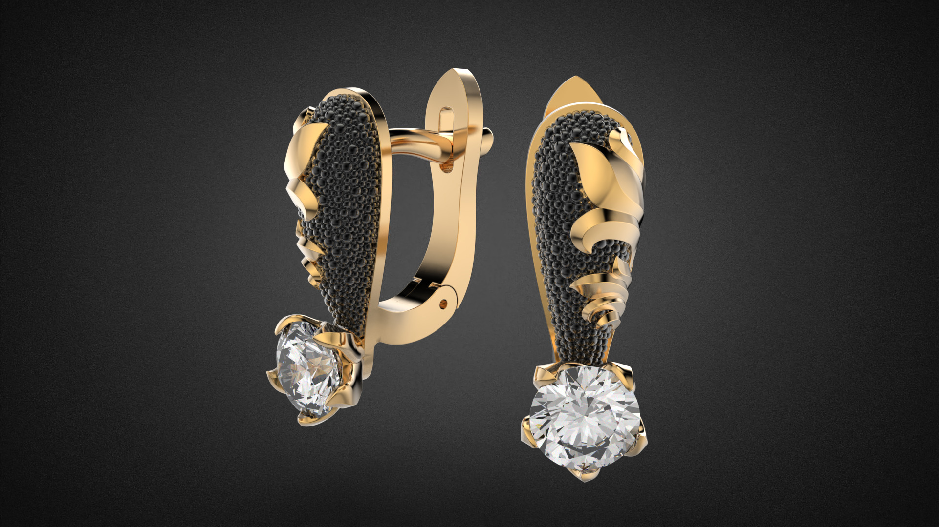 Diamond golden ratio Jewelry earring E34 3D print model_6