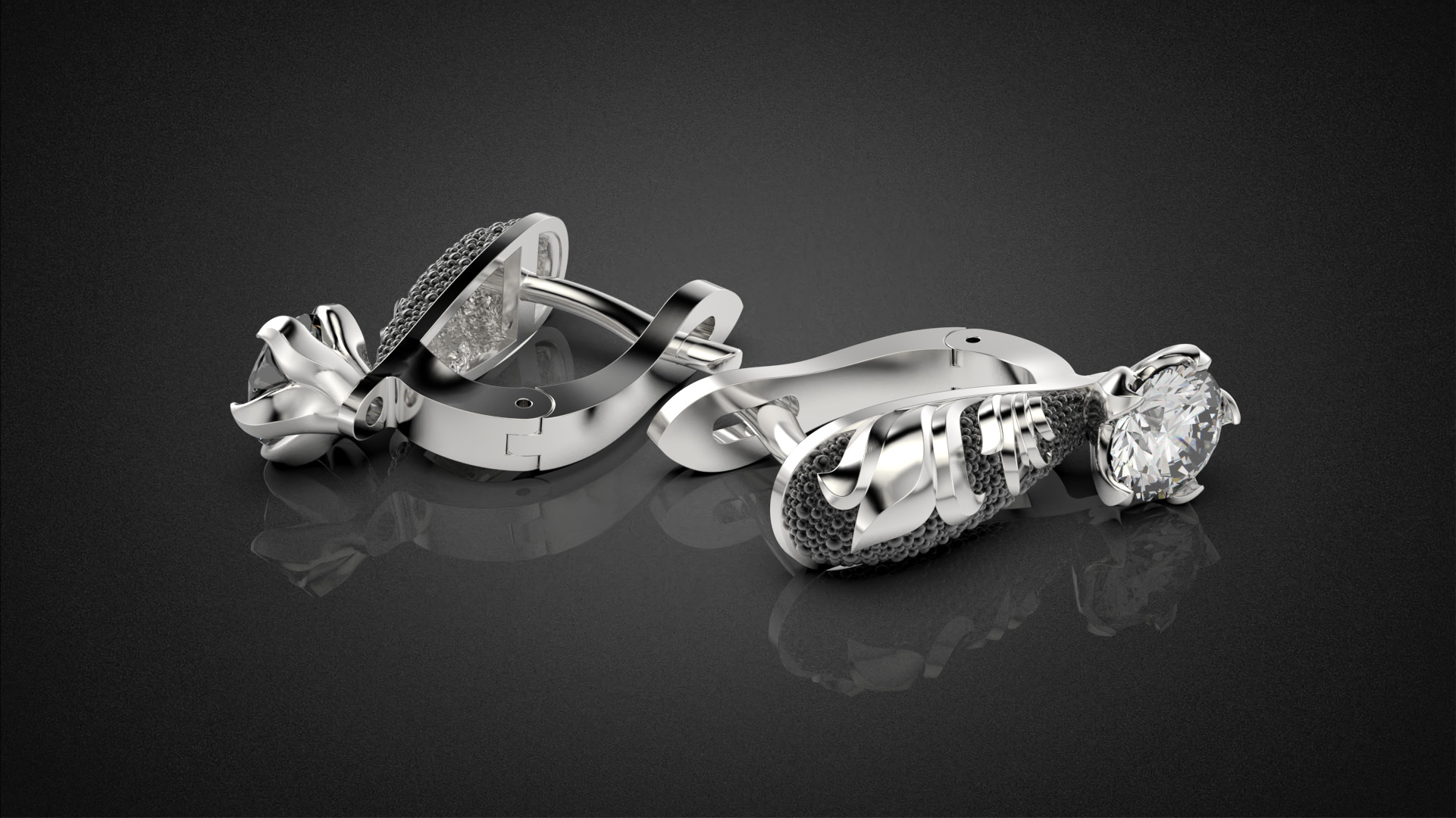 Diamond golden ratio Jewelry earring E34 3D print model_19