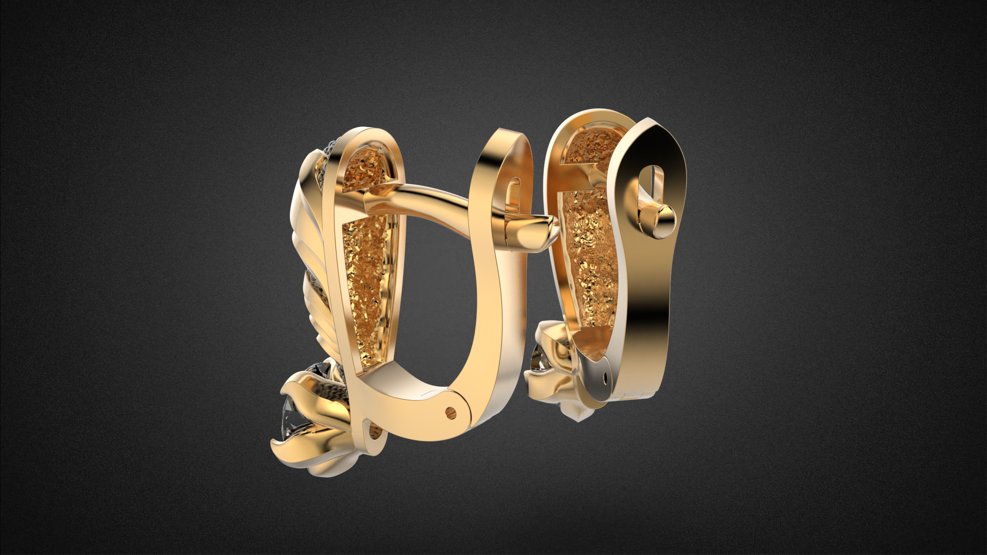 Diamond golden ratio Jewelry earring E34 3D print model_8
