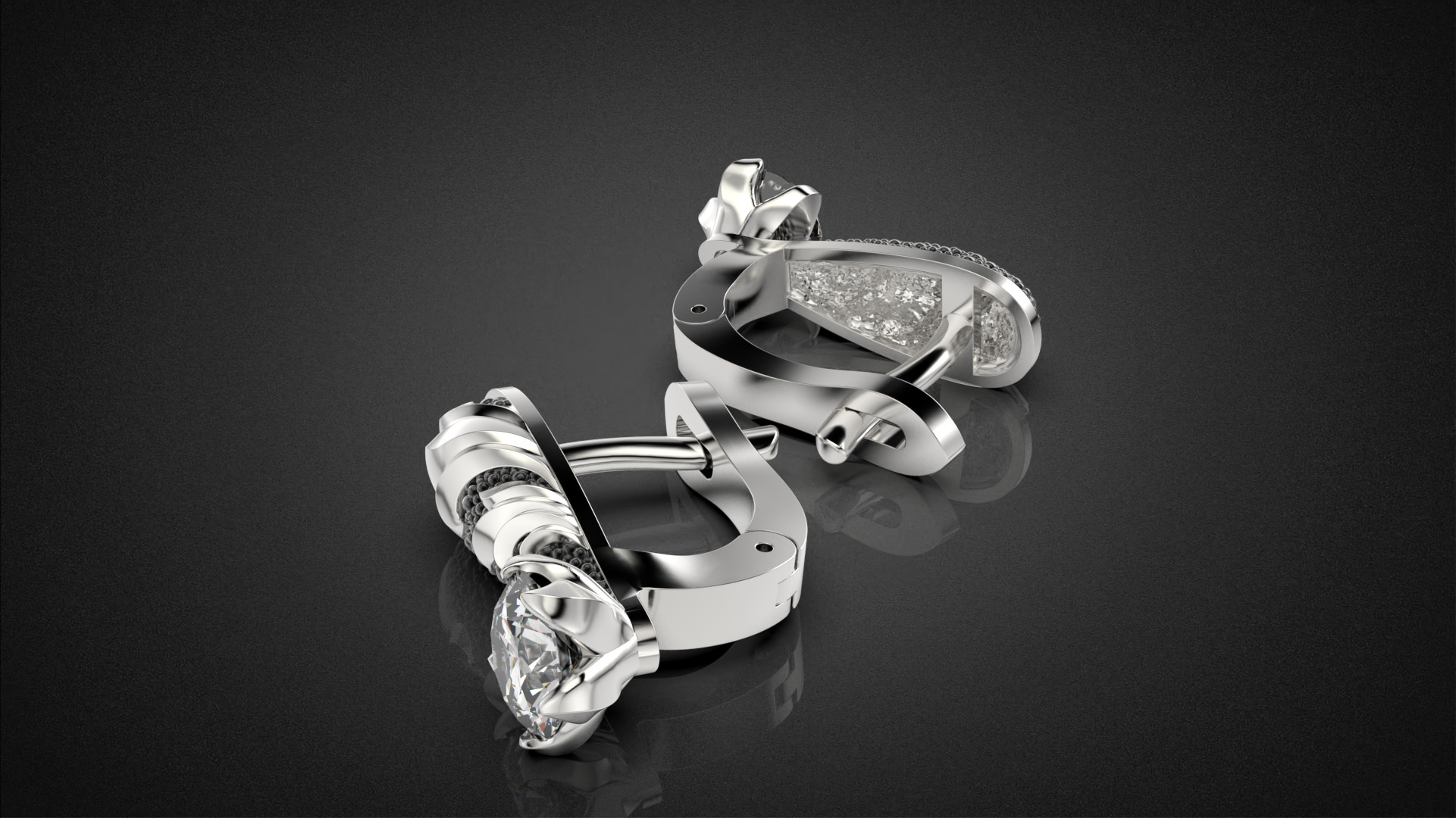 Diamond golden ratio Jewelry earring E34 3D print model_14