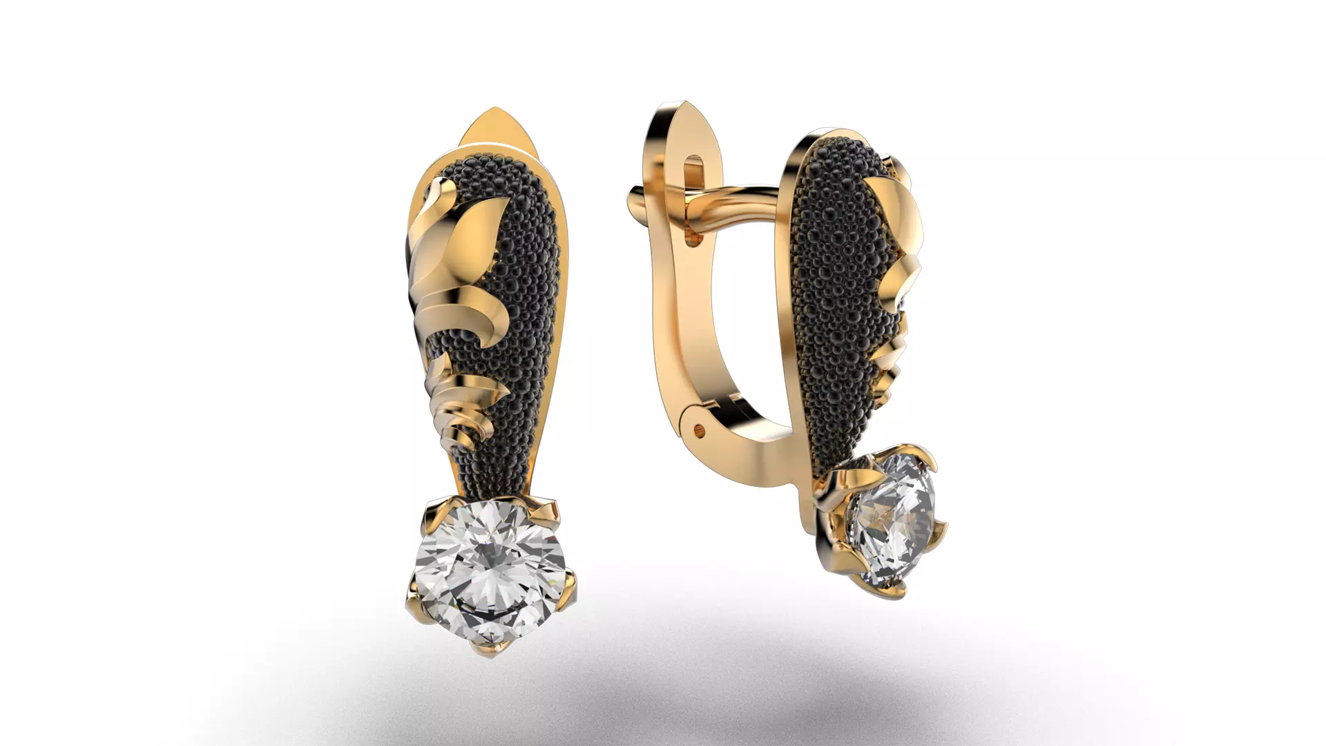 Diamond golden ratio Jewelry earring E34 3D print model_0