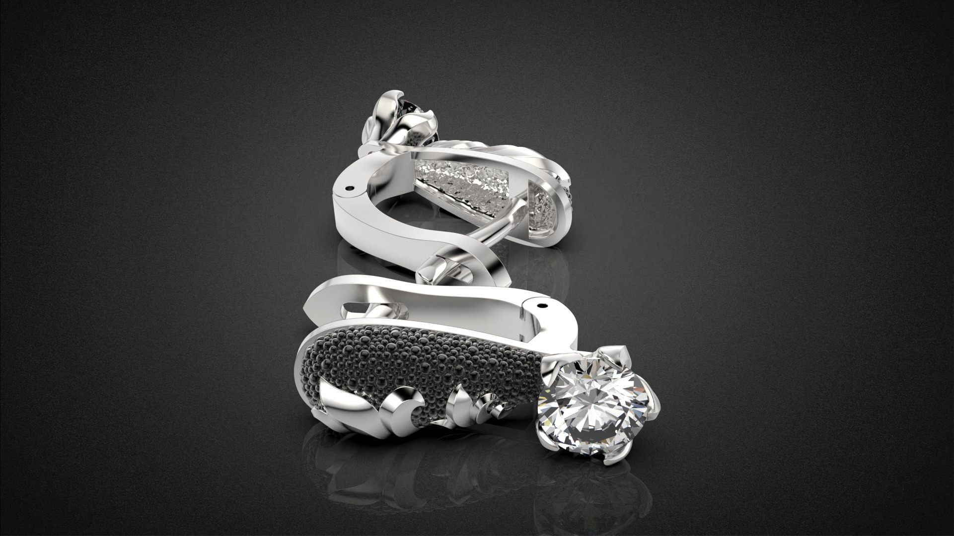 Diamond golden ratio Jewelry earring E34 3D print model_17