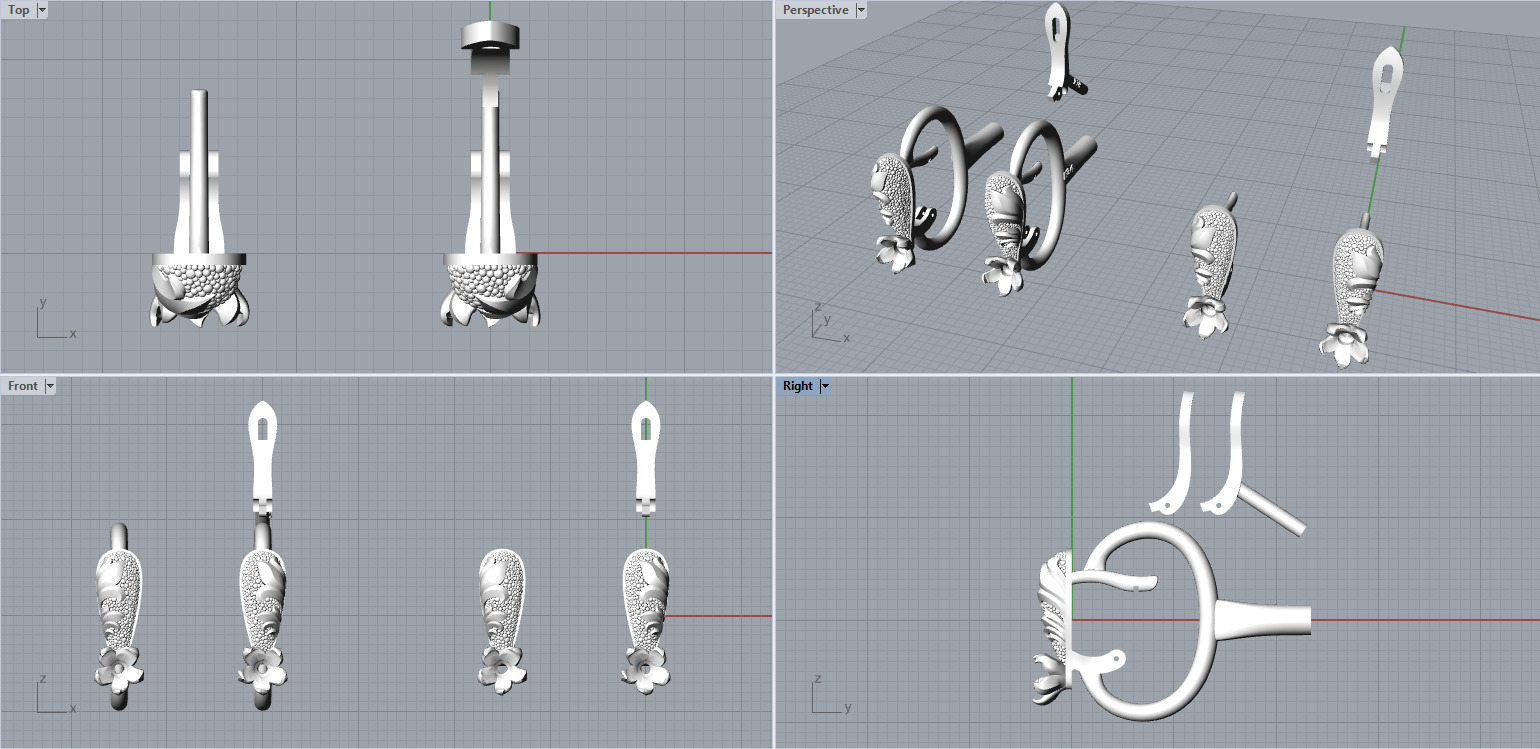 Diamond golden ratio Jewelry earring E34 3D print model_3