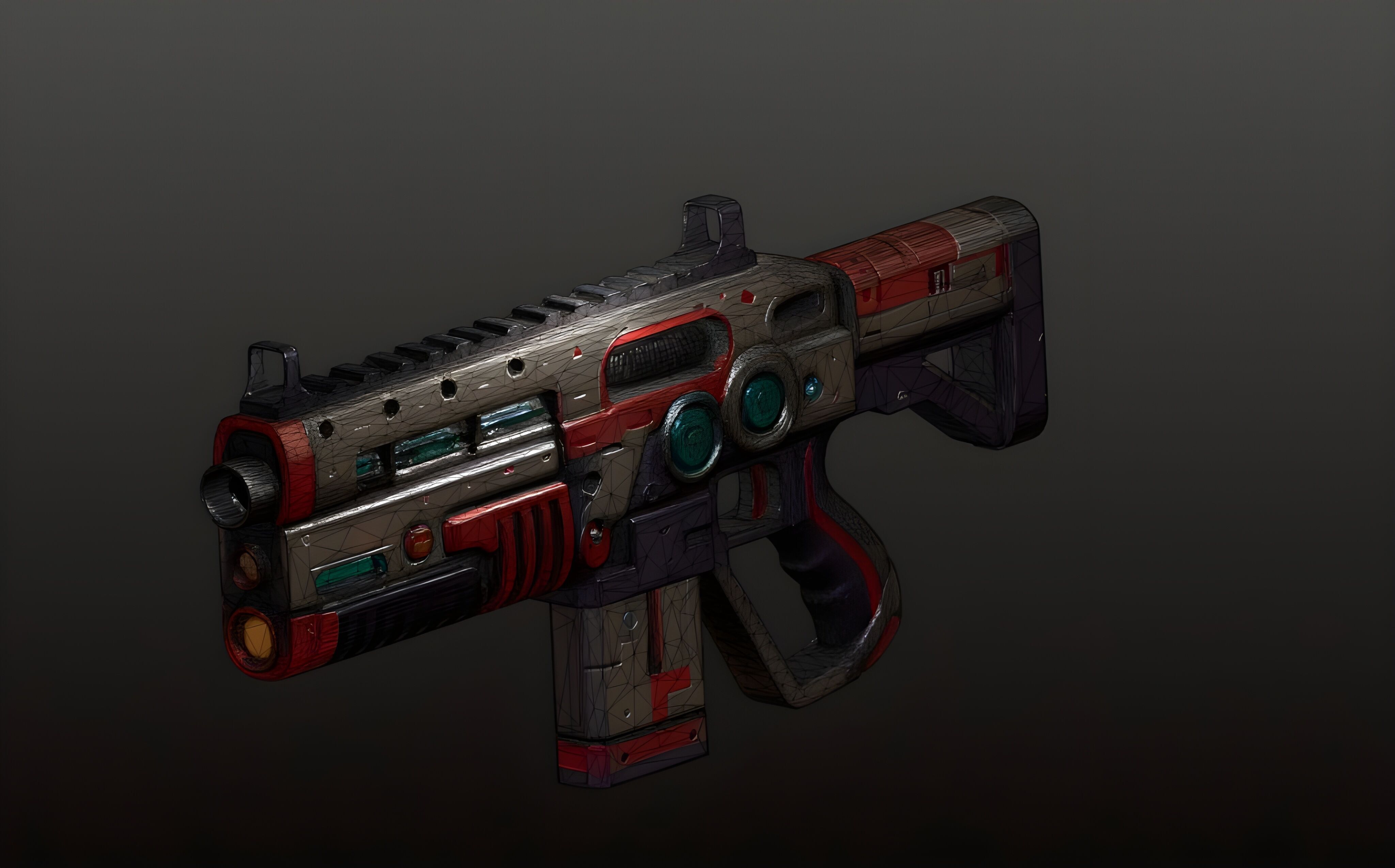 Sci-Fi Shotgun High-Quality PBR Model for FPS Cyberpunk Games Low-poly 3D model_11