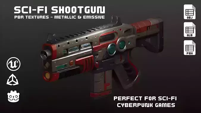 Sci-Fi Shotgun High-Quality PBR Model for FPS Cyberpunk Games