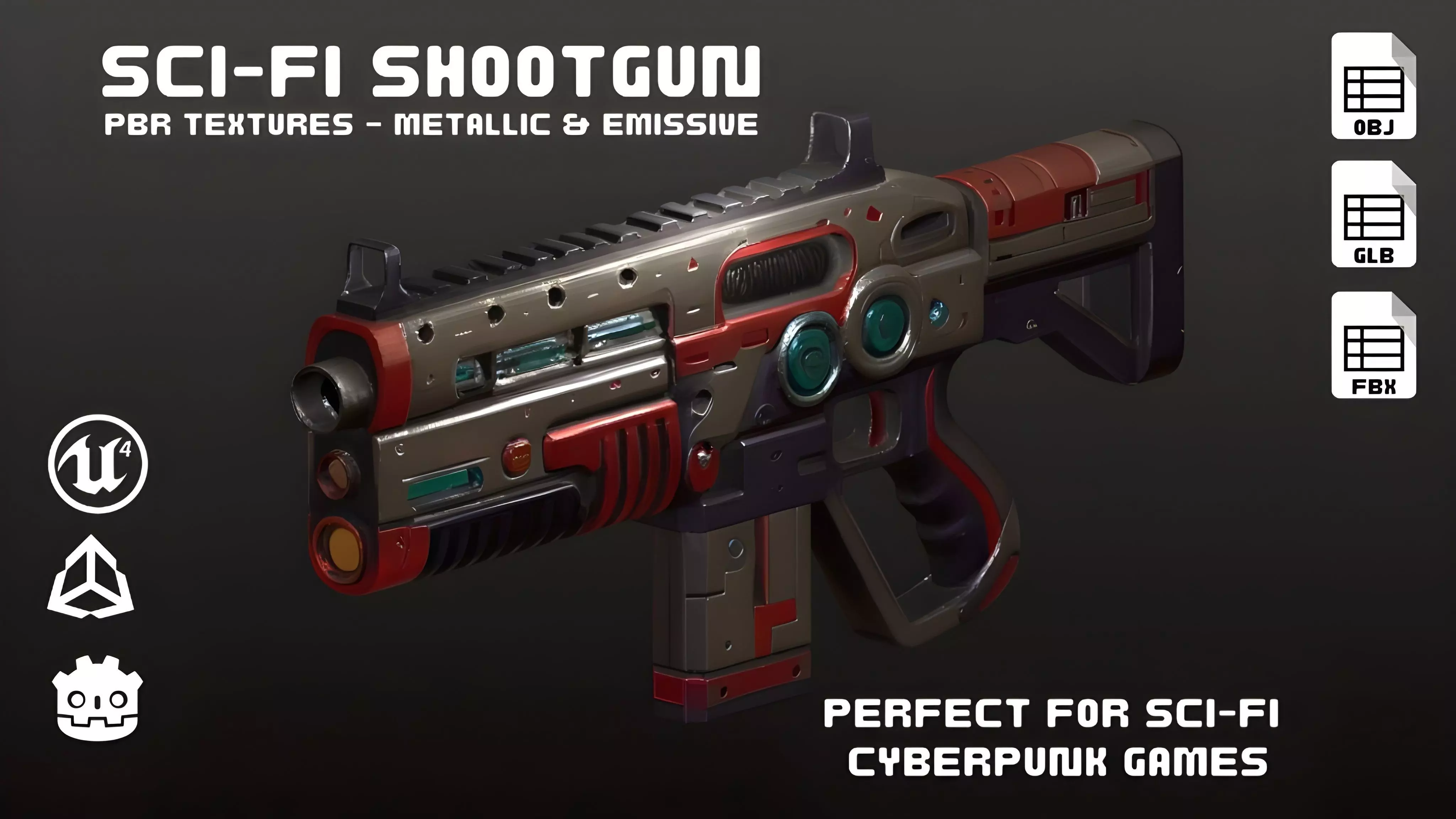 Sci-Fi Shotgun High-Quality PBR Model for FPS Cyberpunk Games Low-poly 3D model_0