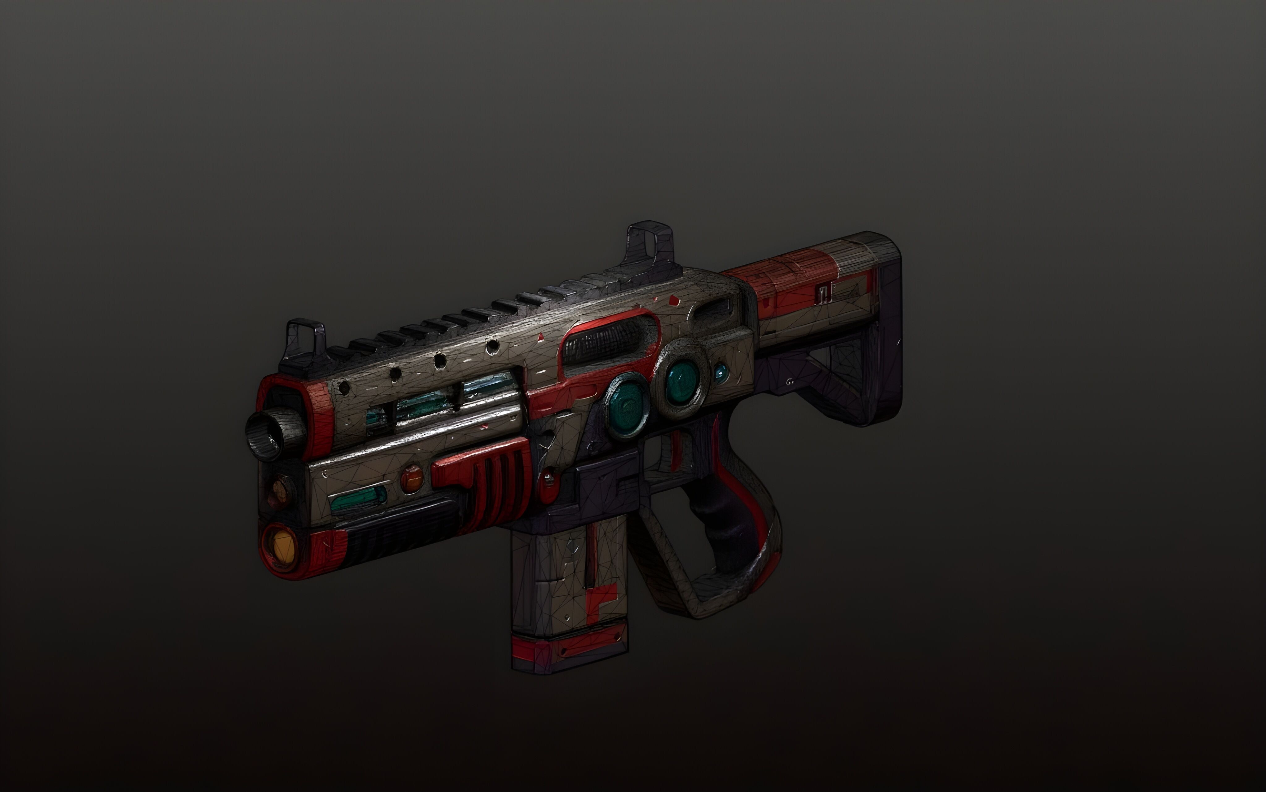 Sci-Fi Shotgun High-Quality PBR Model for FPS Cyberpunk Games Low-poly 3D model_12