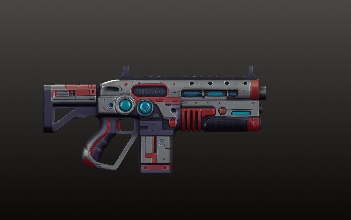 Sci-Fi Shotgun High-Quality PBR Model for FPS Cyberpunk Games Low-poly 3D model_17