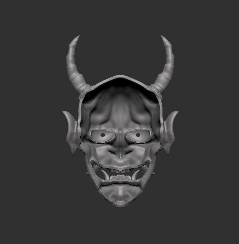 japanese demon oni mask 3D print model 3D print model_3