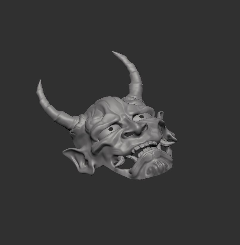 japanese demon oni mask 3D print model 3D print model_4