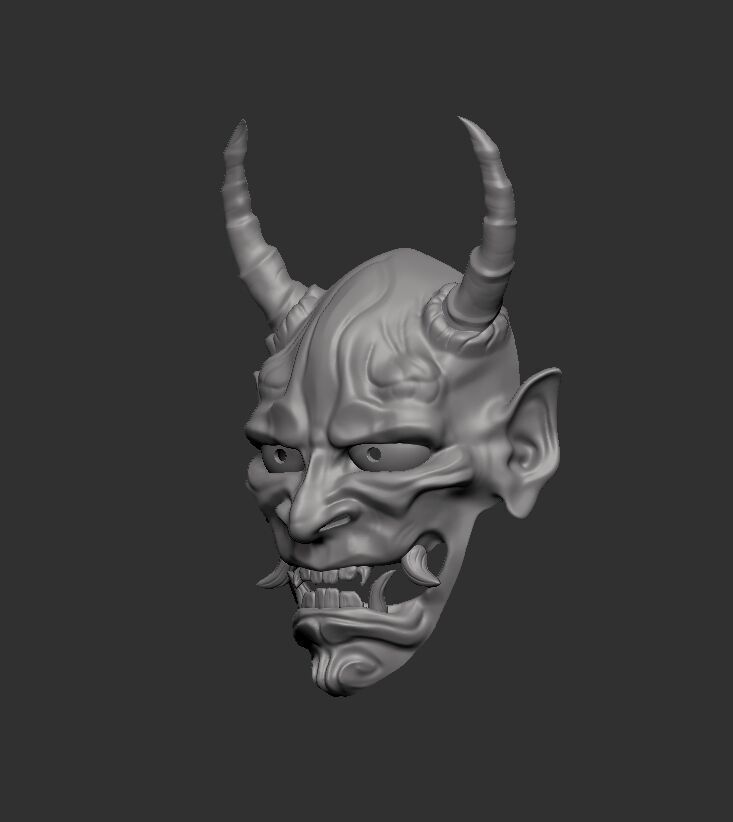 japanese demon oni mask 3D print model 3D print model_2