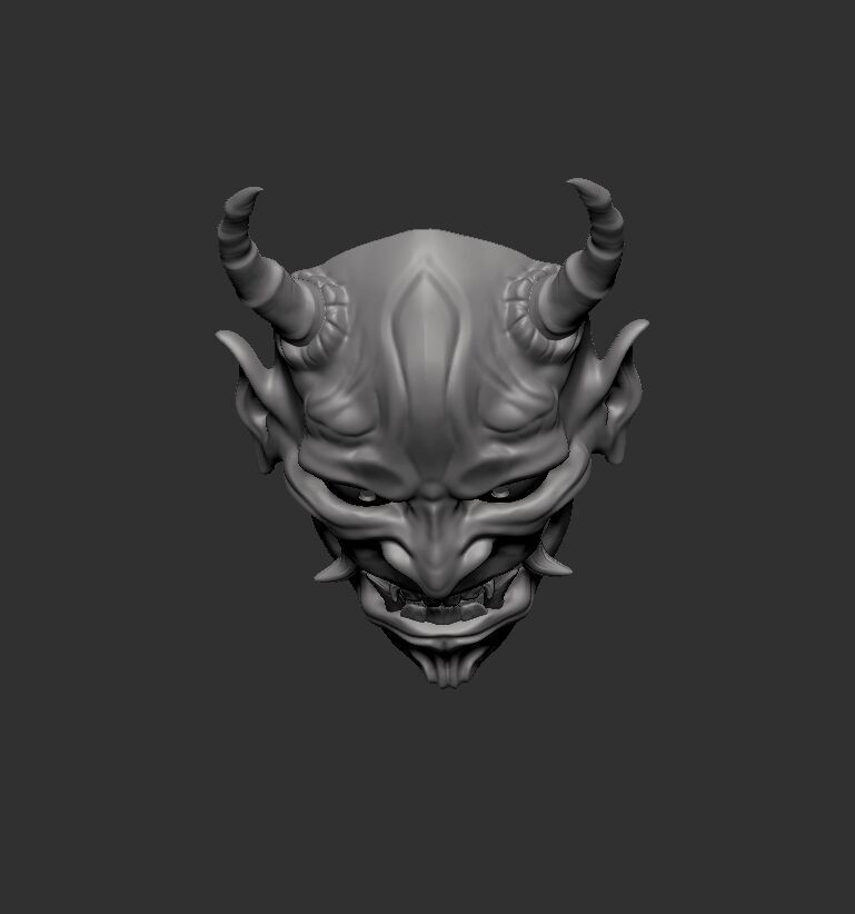 japanese demon oni mask 3D print model 3D print model_7