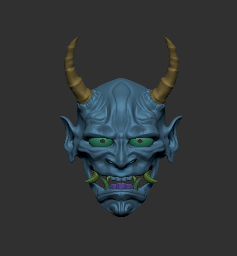 japanese demon oni mask 3D print model 3D print model_5