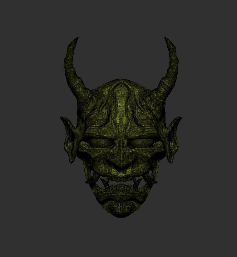 japanese demon oni mask 3D print model 3D print model_6