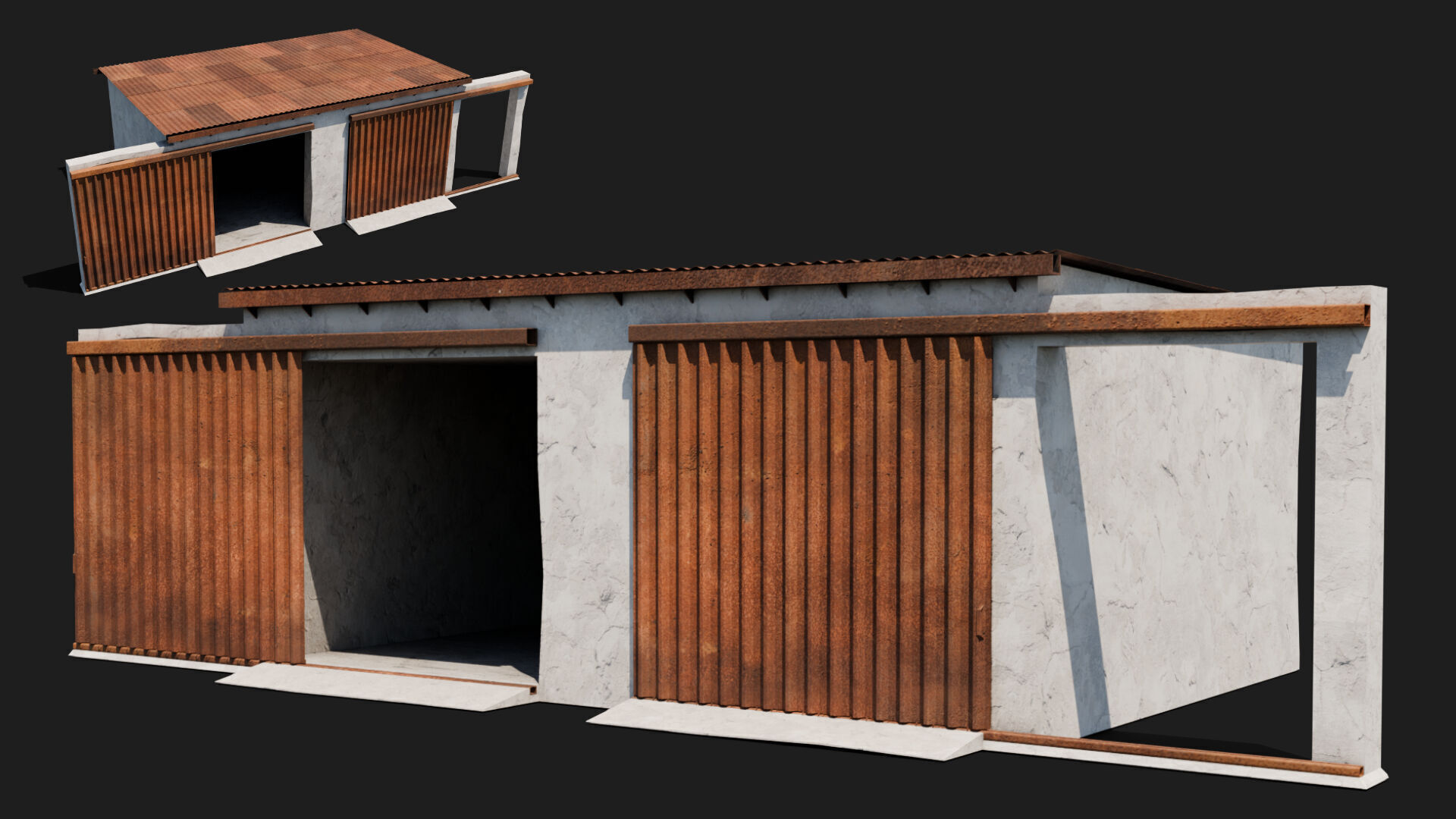 Industrial farm shed barn store with sliding doors 3d model 3D model_1