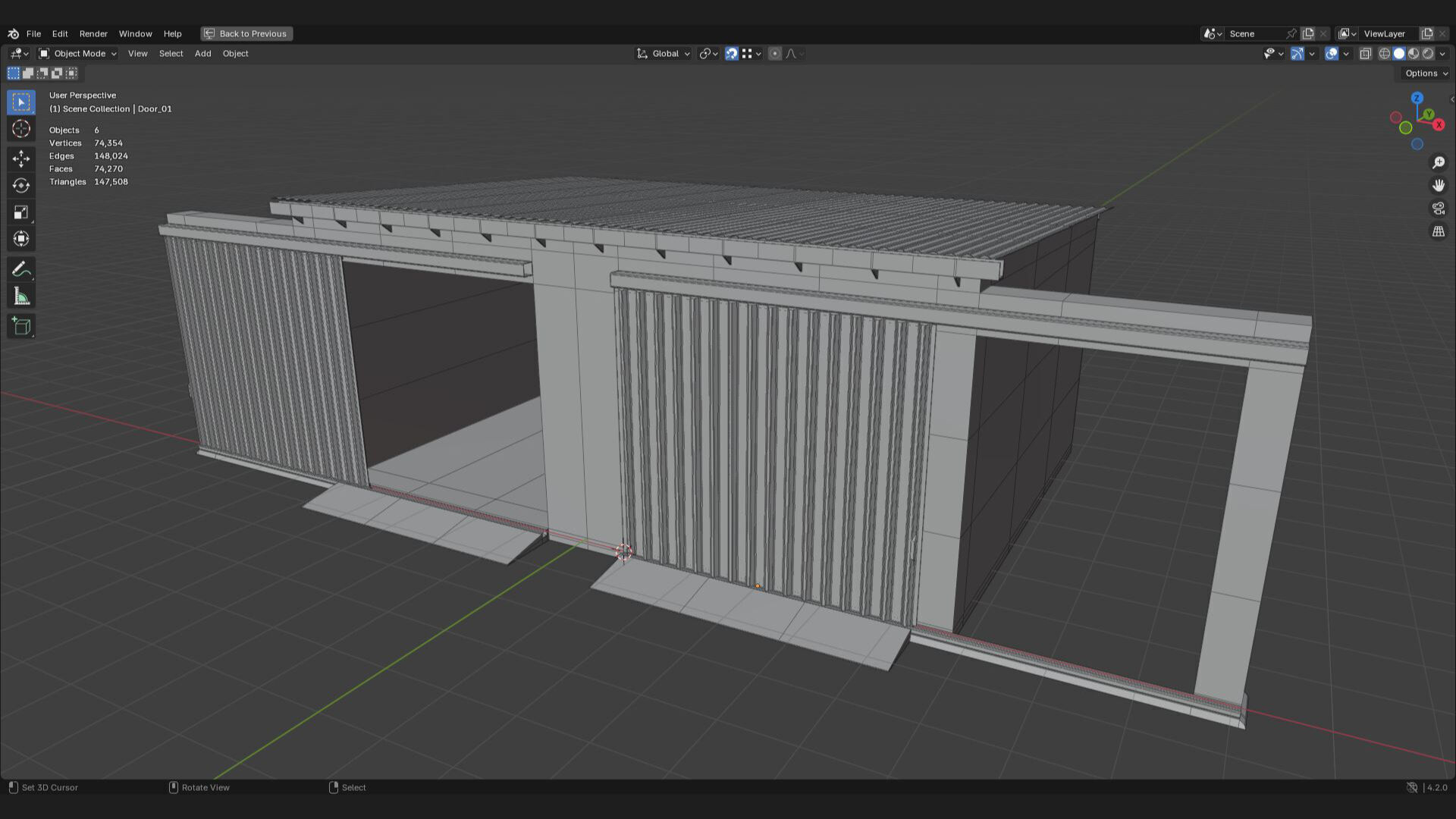 Industrial farm shed barn store with sliding doors 3d model 3D model_3
