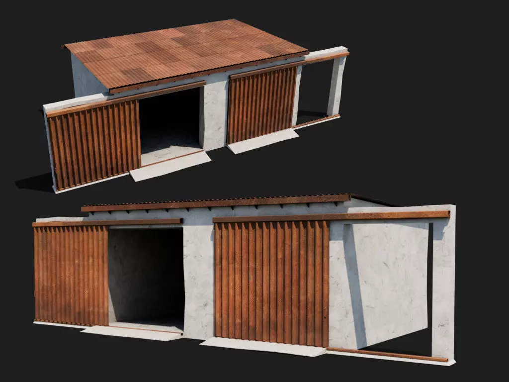 Industrial farm shed barn store with sliding doors 3d model 3D model_0