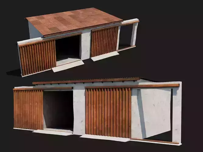 Industrial farm shed barn store  with sliding doors 3d model