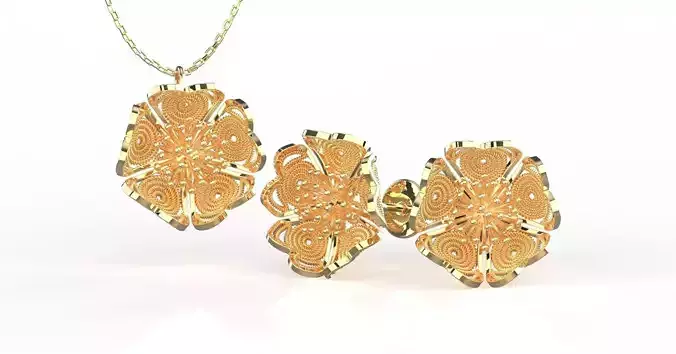 Filigree Flower Stud and Pendant 12 Sakura 3D print model