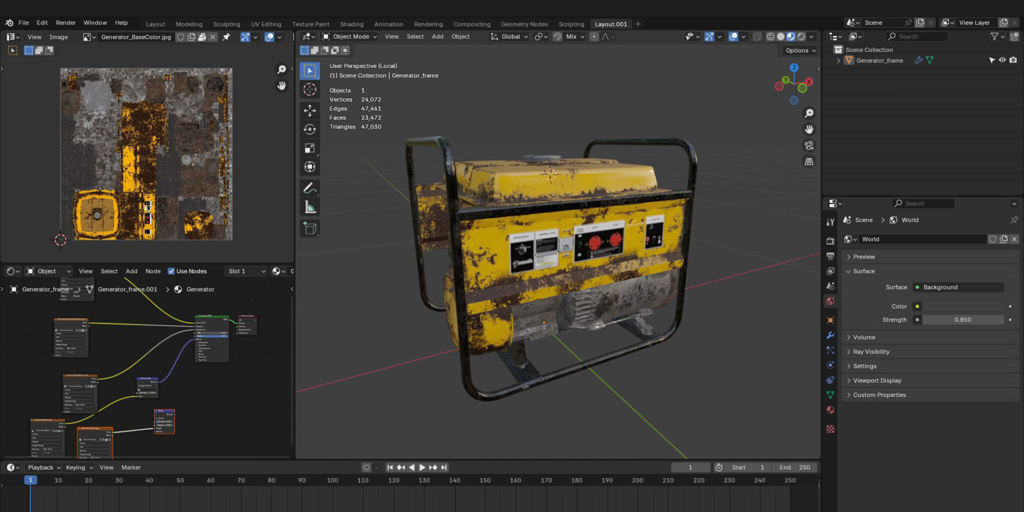 Petrol Diesel Gas Generator For Backup Power 3D Asset Low-poly 3D model_2