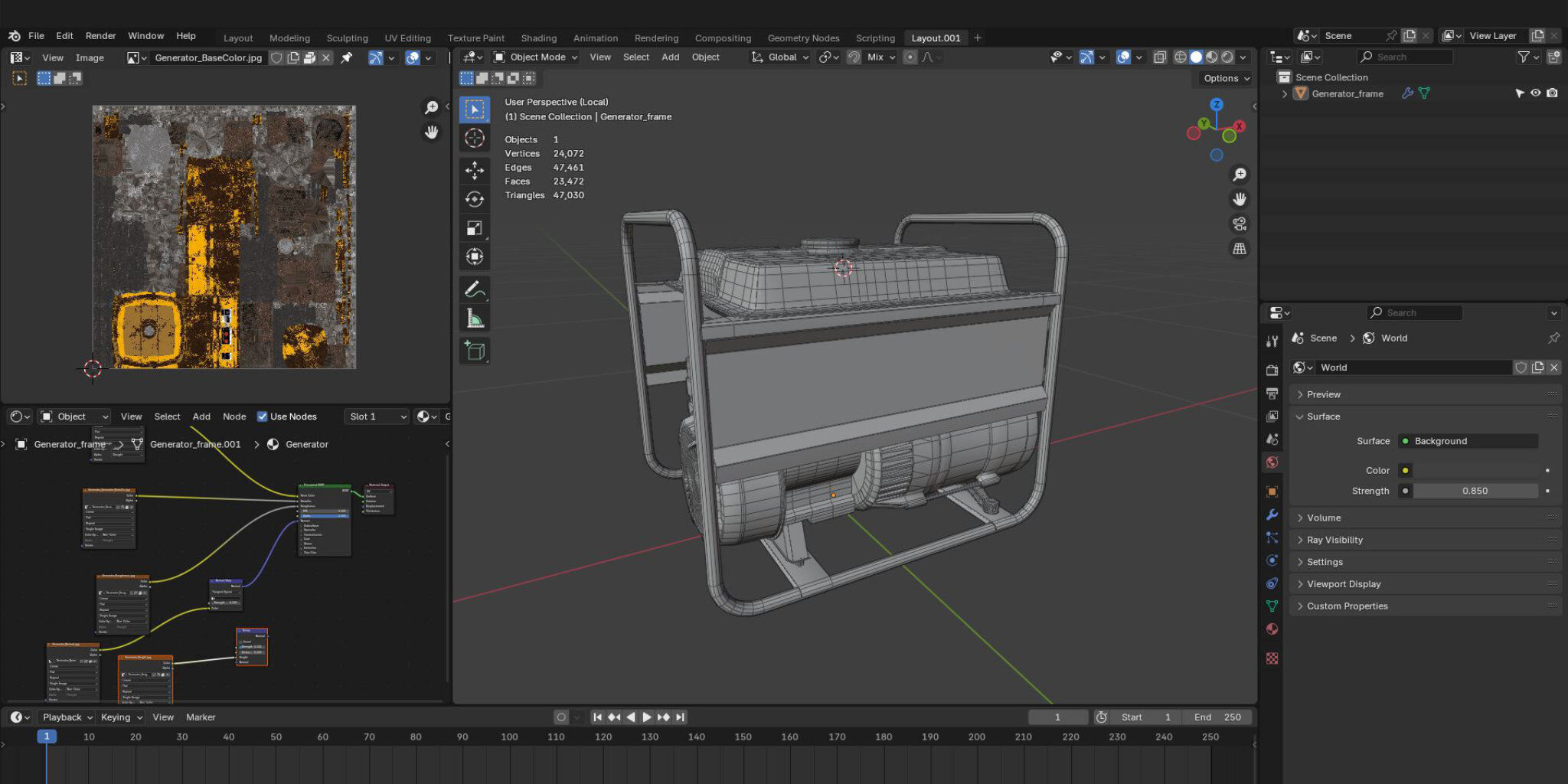 Petrol Diesel Gas Generator For Backup Power 3D Asset Low-poly 3D model_3