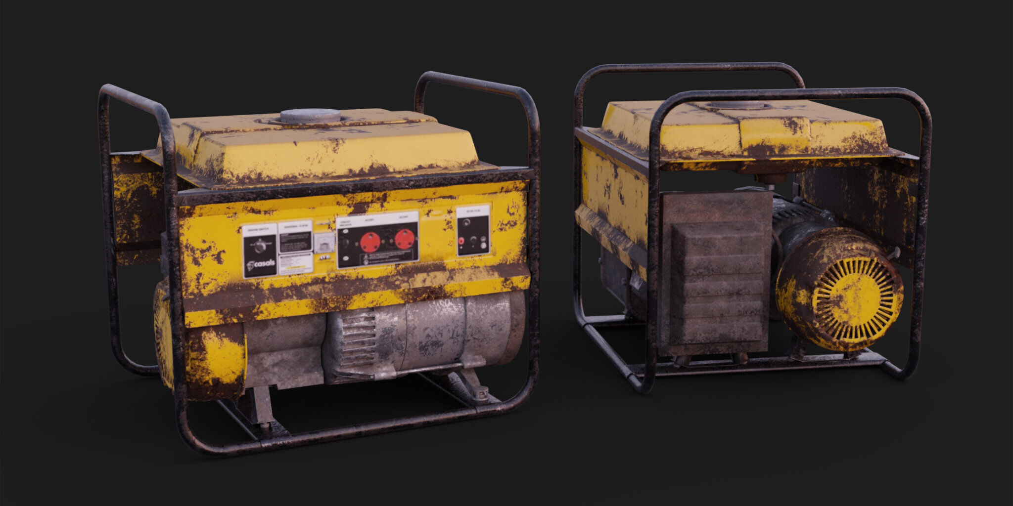 Petrol Diesel Gas Generator For Backup Power 3D Asset Low-poly 3D model_1