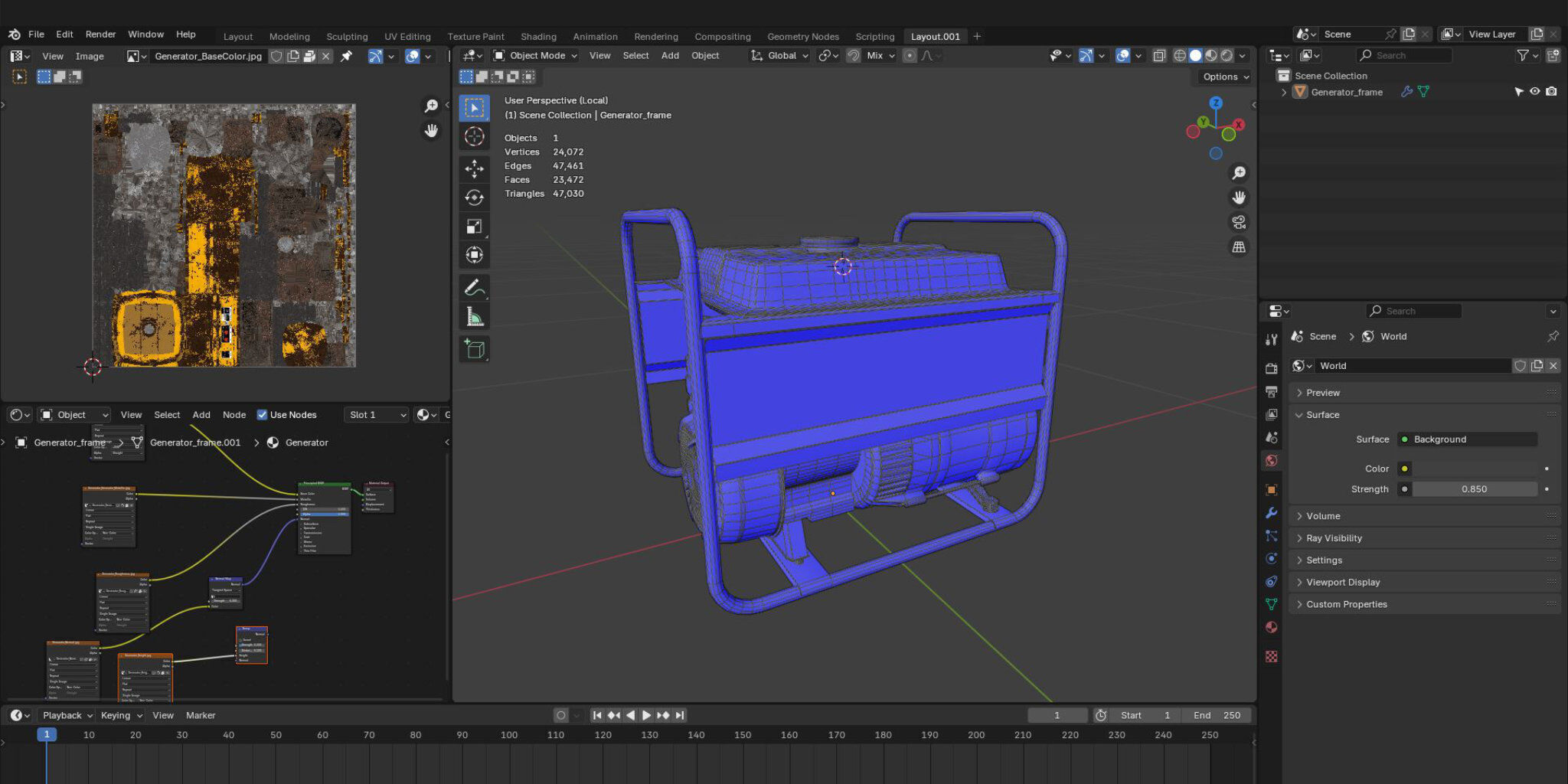 Petrol Diesel Gas Generator For Backup Power 3D Asset Low-poly 3D model_4