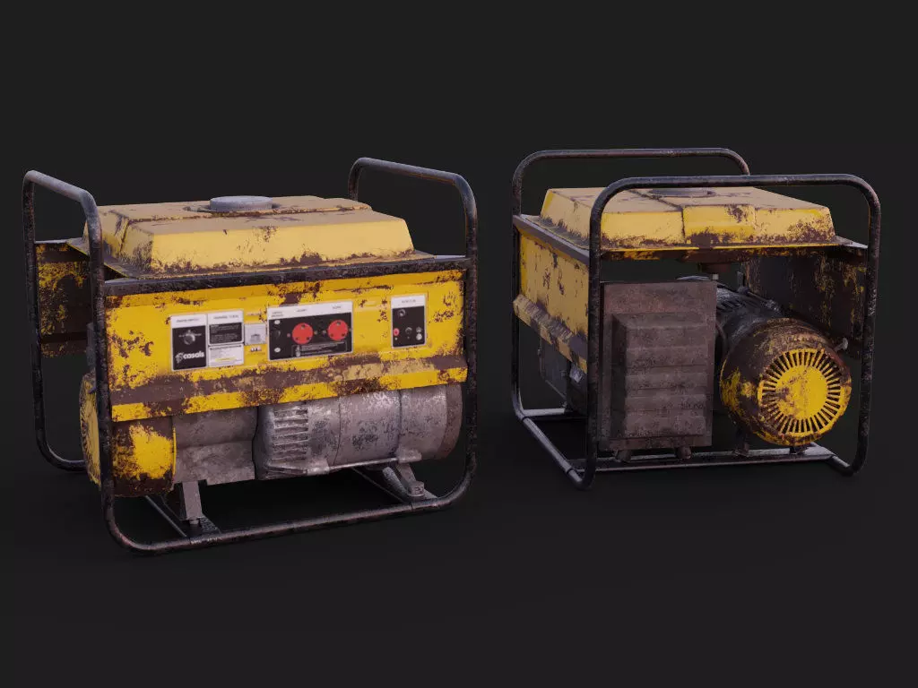 Petrol Diesel Gas Generator For Backup Power 3D Asset Low-poly 3D model_0