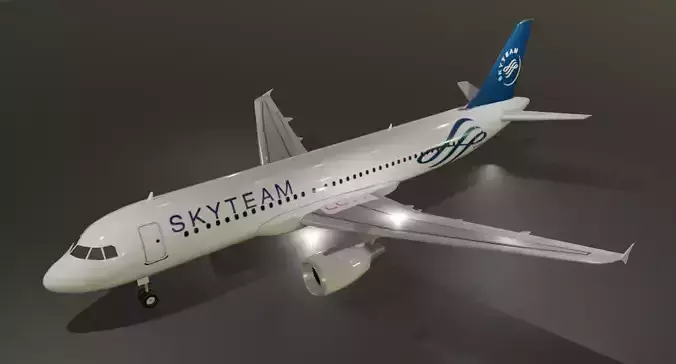 Skyteam Airbus a320-214 low poly 3D Model  Low-poly 3D model
