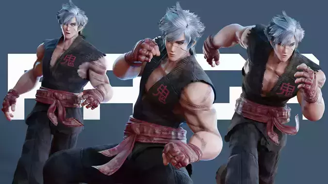 Stylized Male Fighting Character - Raiga Low-poly 3D model