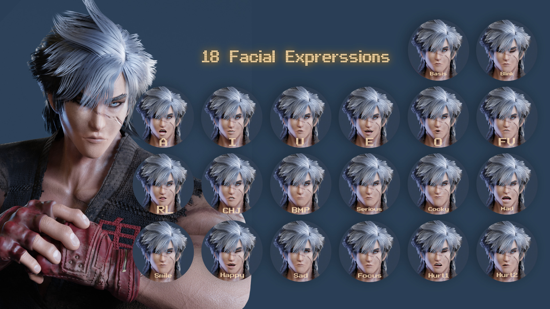 Stylized Male Fighting Character - Raiga Low-poly 3D model_12