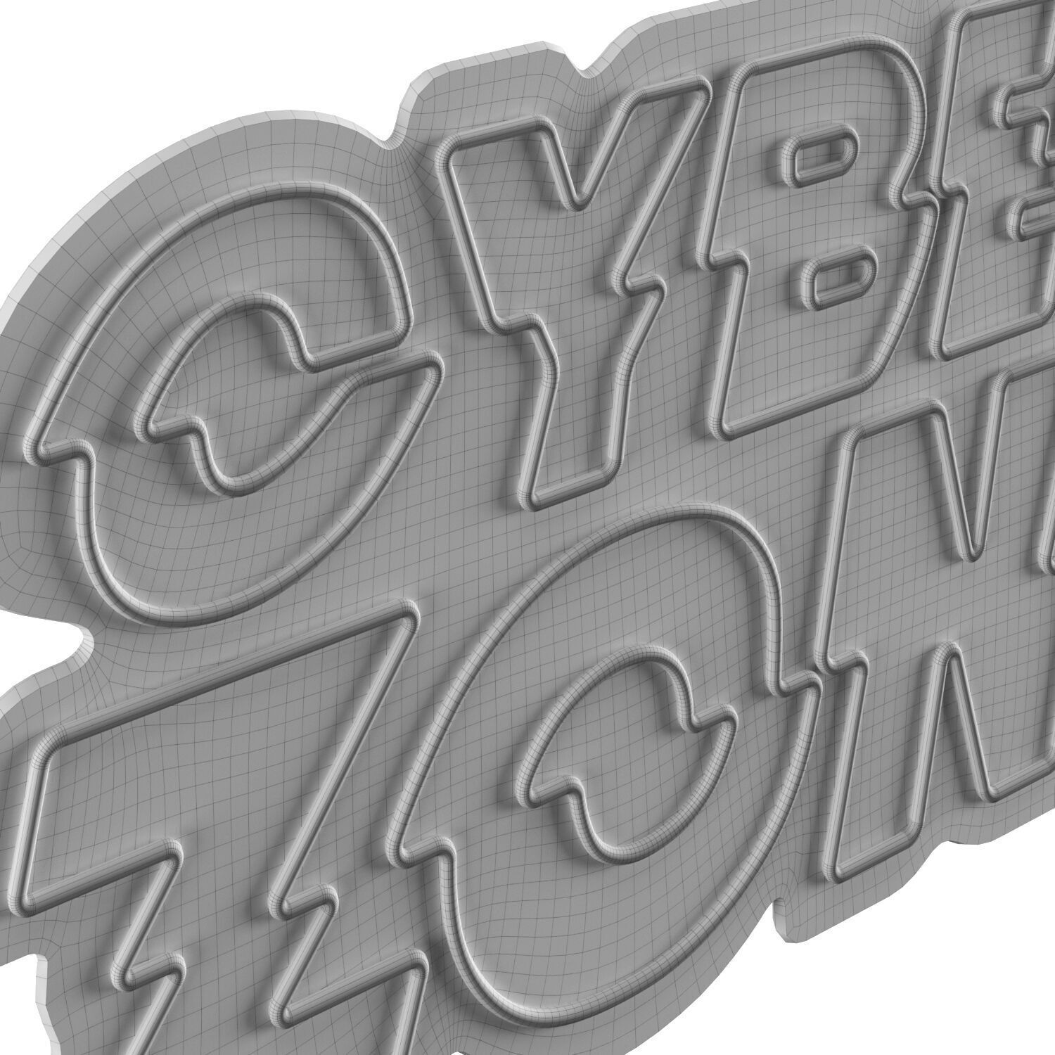 Cyber Zone Neon Sign 3D model_5