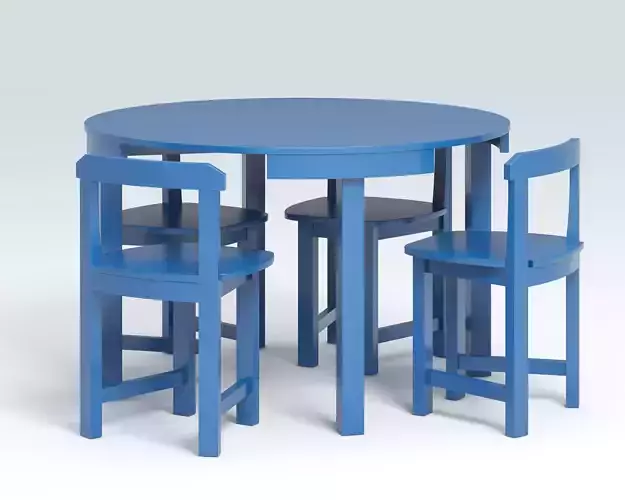 Round Dining Table with Chair 3D print model