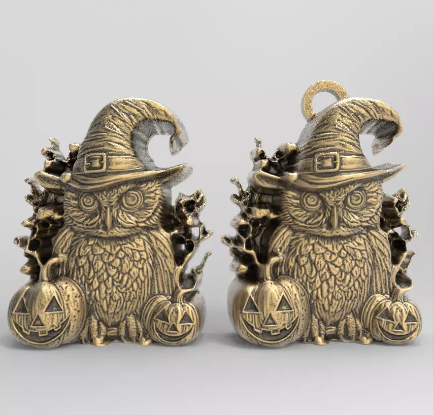 hallowen owl pumpkin decor  3D print model_0