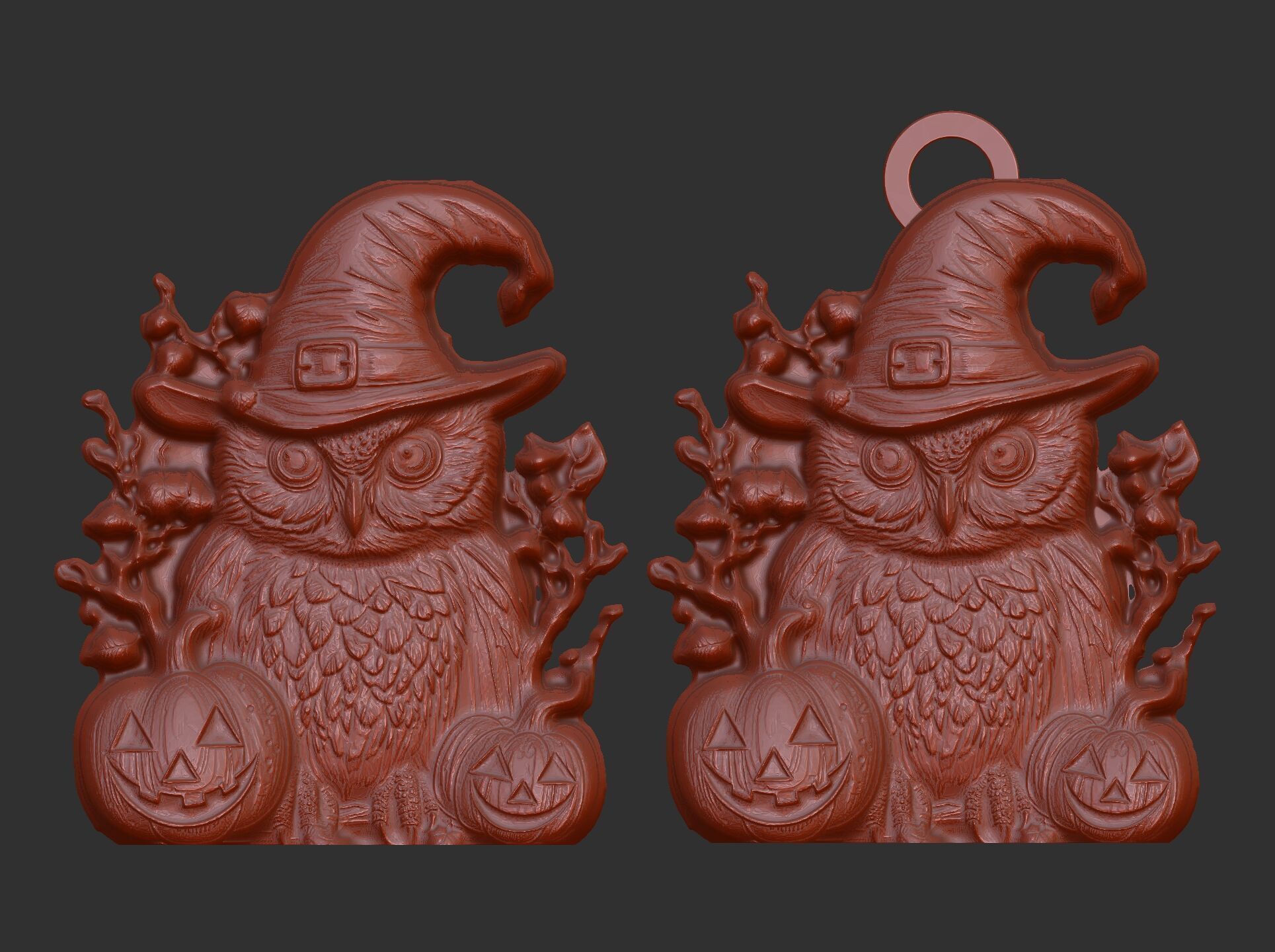 hallowen owl pumpkin decor  3D print model_9