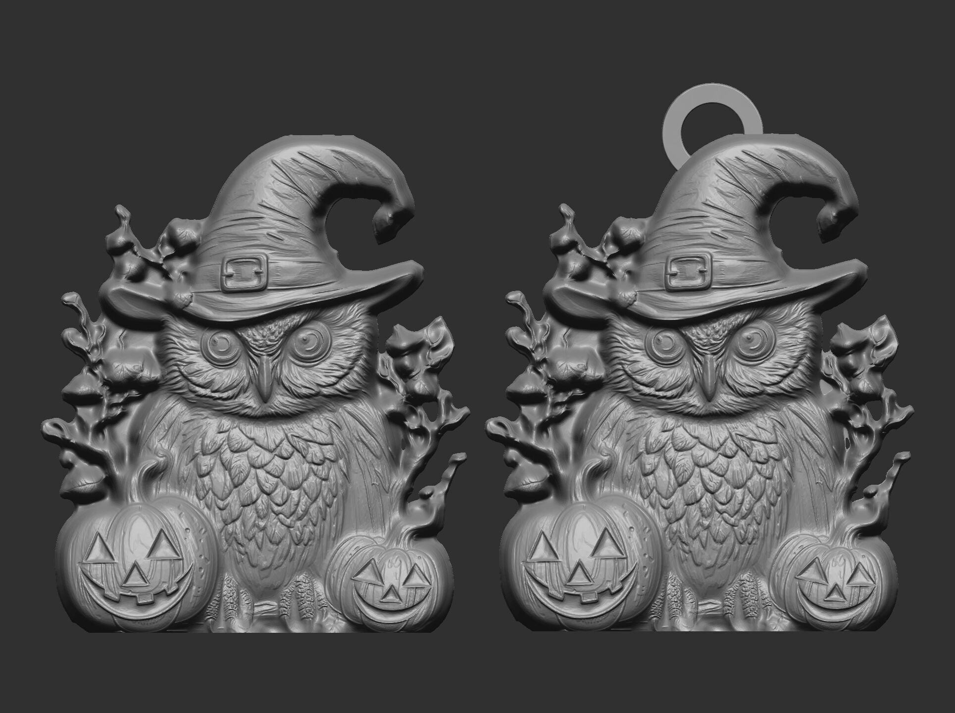 hallowen owl pumpkin decor  3D print model_6
