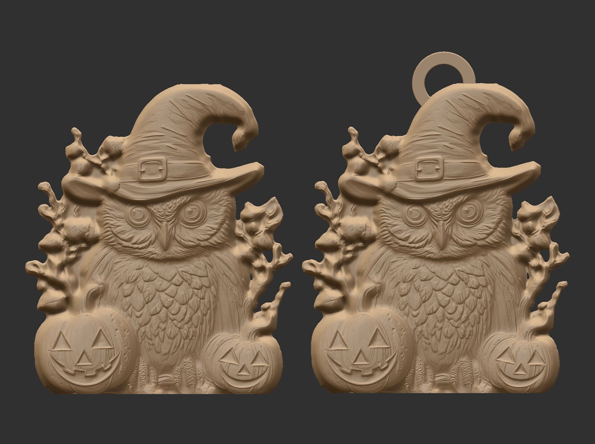 hallowen owl pumpkin decor  3D print model_5