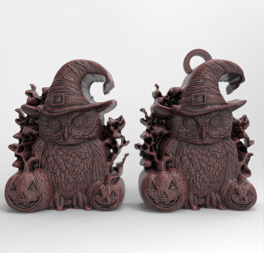 hallowen owl pumpkin decor  3D print model_1