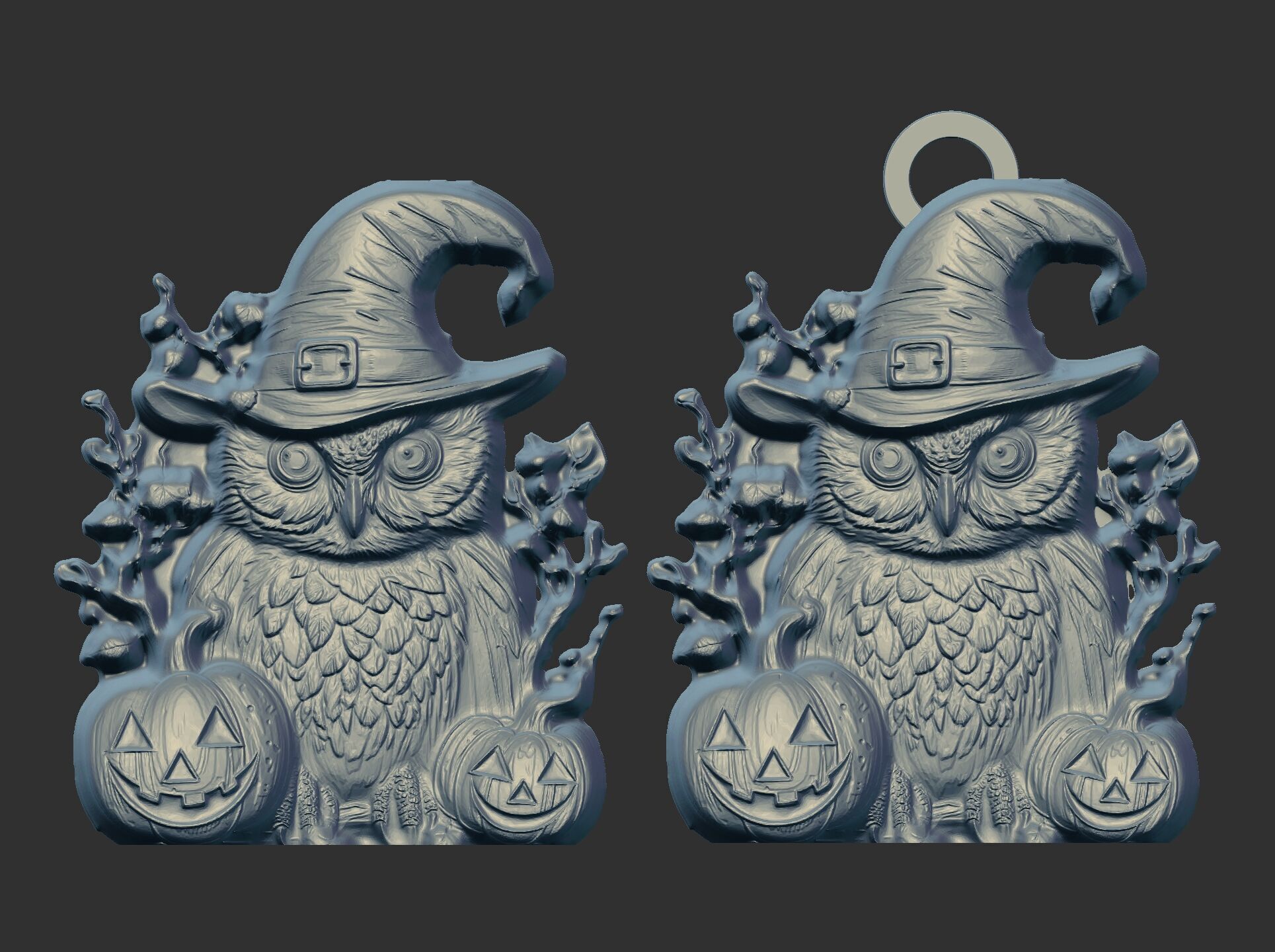 hallowen owl pumpkin decor  3D print model_8