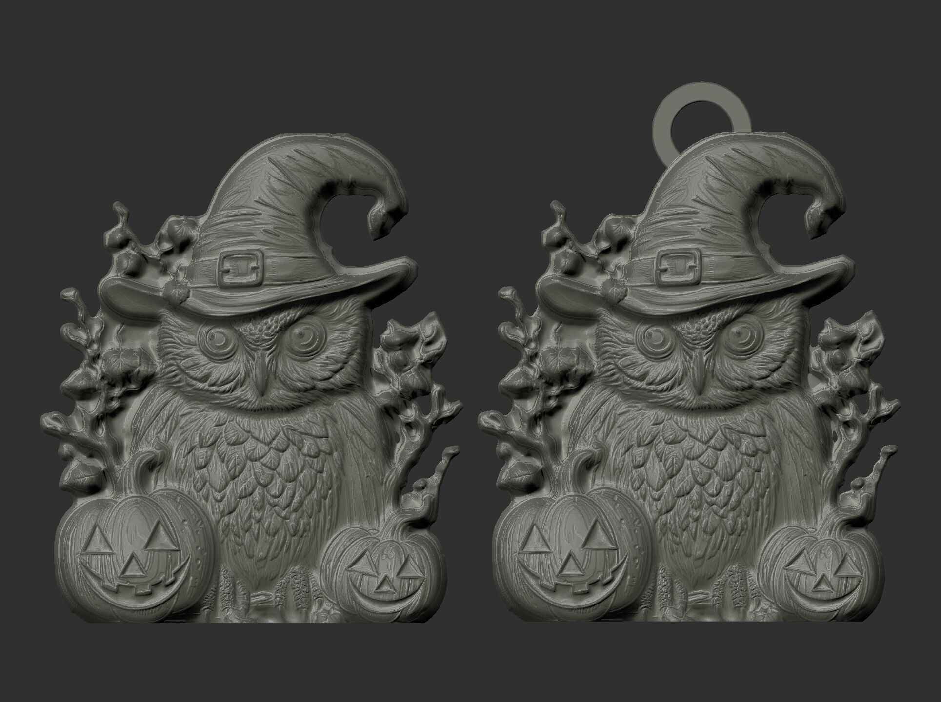hallowen owl pumpkin decor  3D print model_7