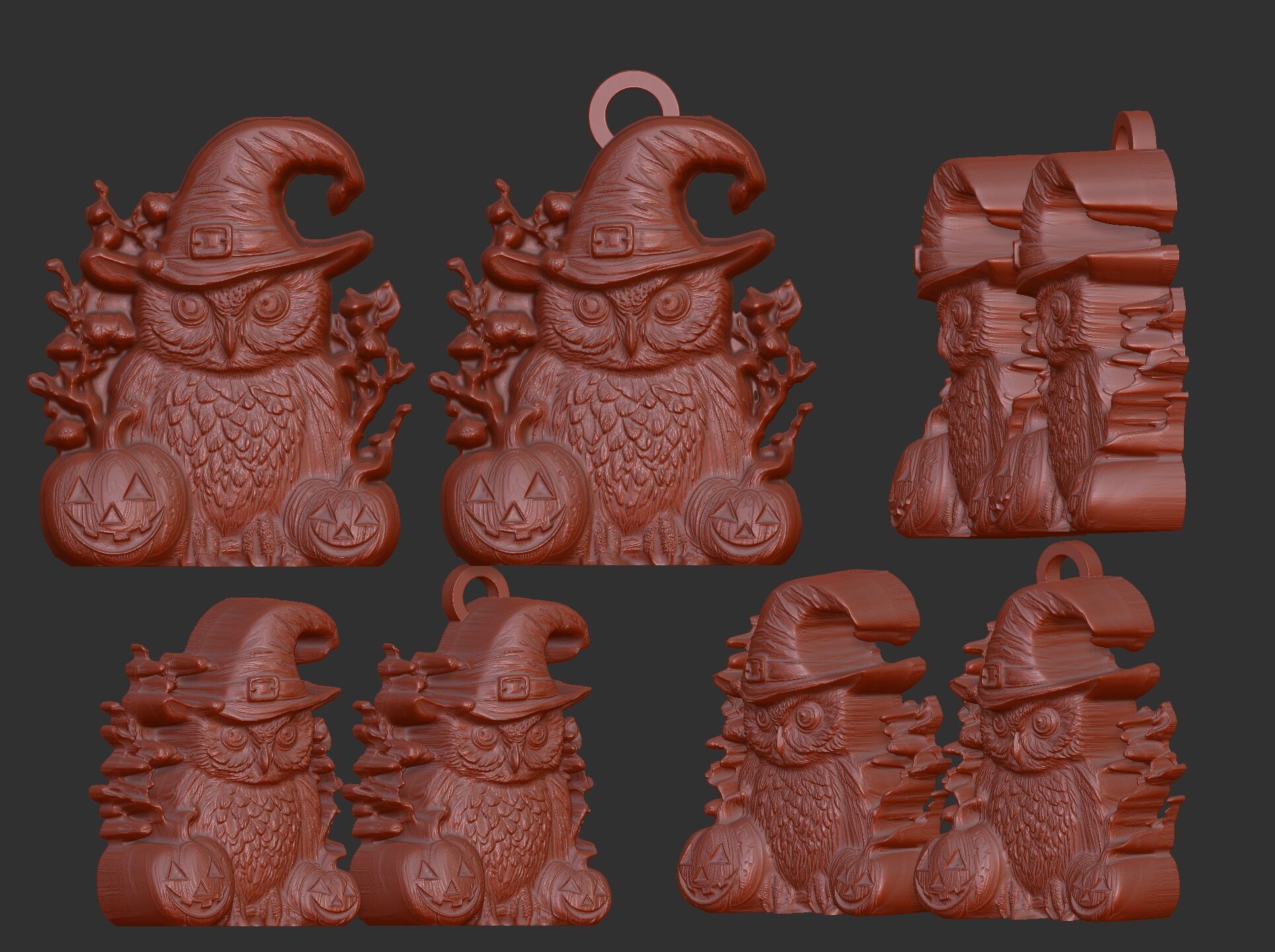 hallowen owl pumpkin decor  3D print model_3