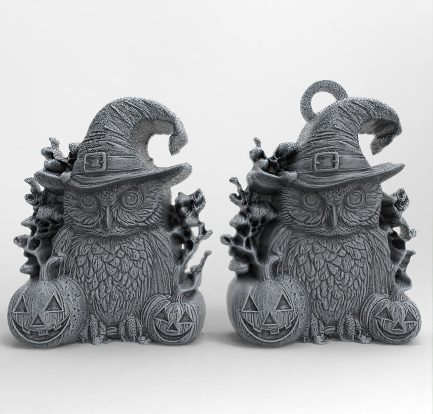 hallowen owl pumpkin decor  3D print model_2