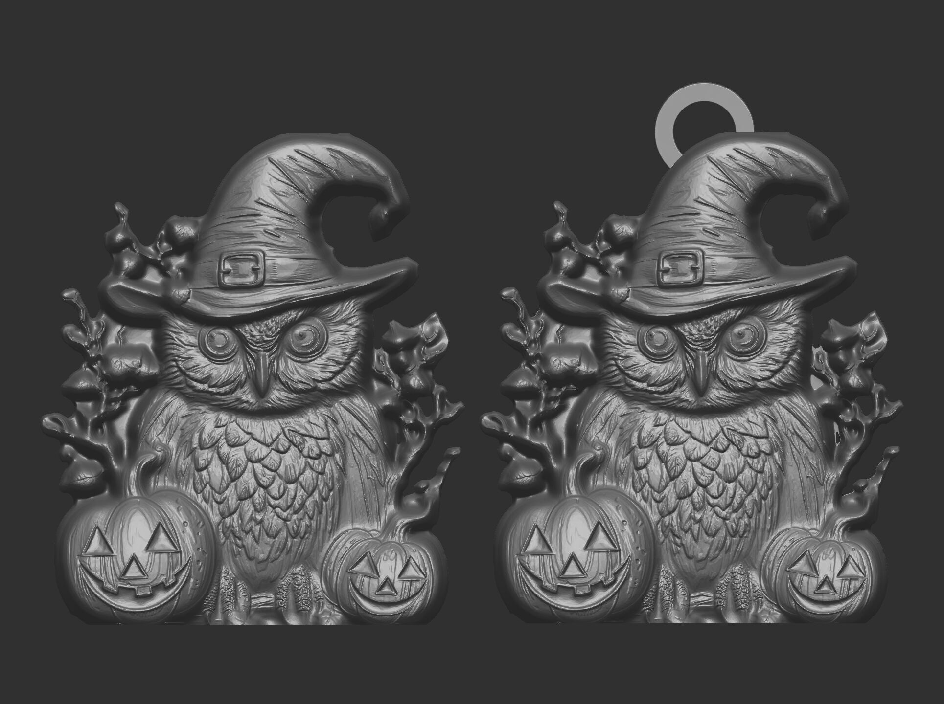 hallowen owl pumpkin decor  3D print model_4