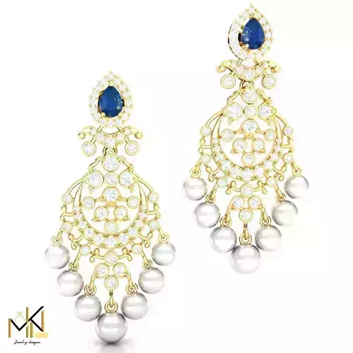 EARRINGS with diamonds and pearls made for you 3D print model