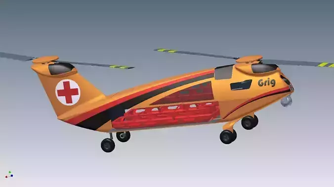 High Quality 3D Model of Medical Rescue Helicopter 3D print model