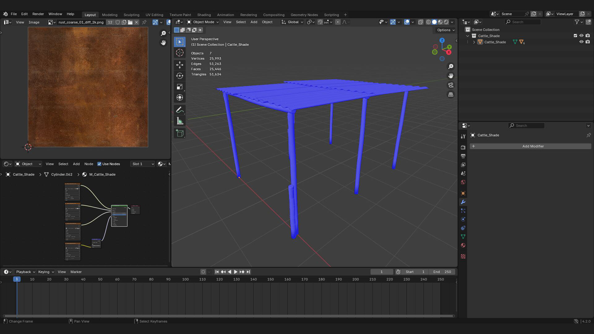 cattle shade corrugated roof 3d prop for farm or ranch 3D model_4