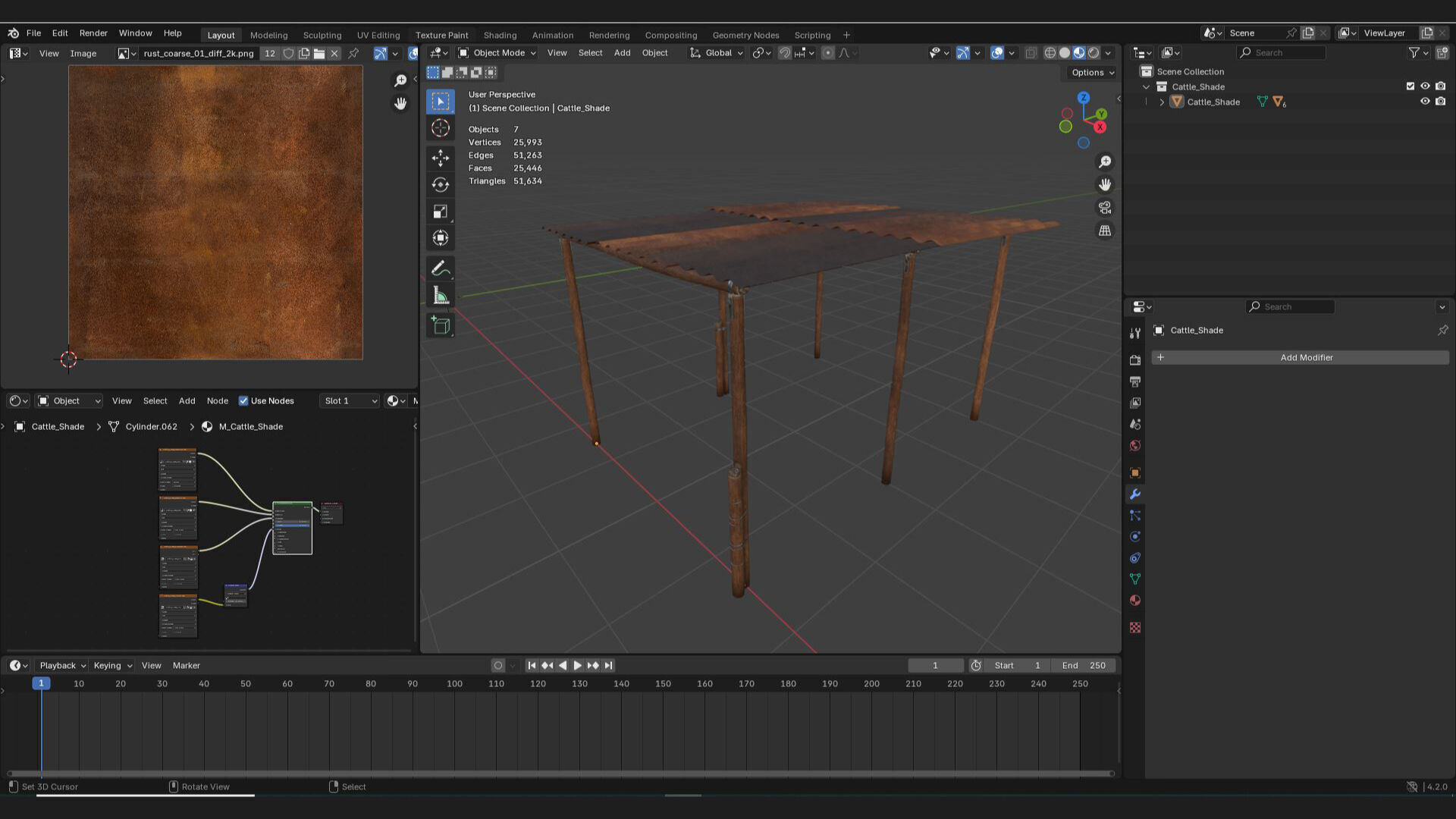 cattle shade corrugated roof 3d prop for farm or ranch 3D model_2