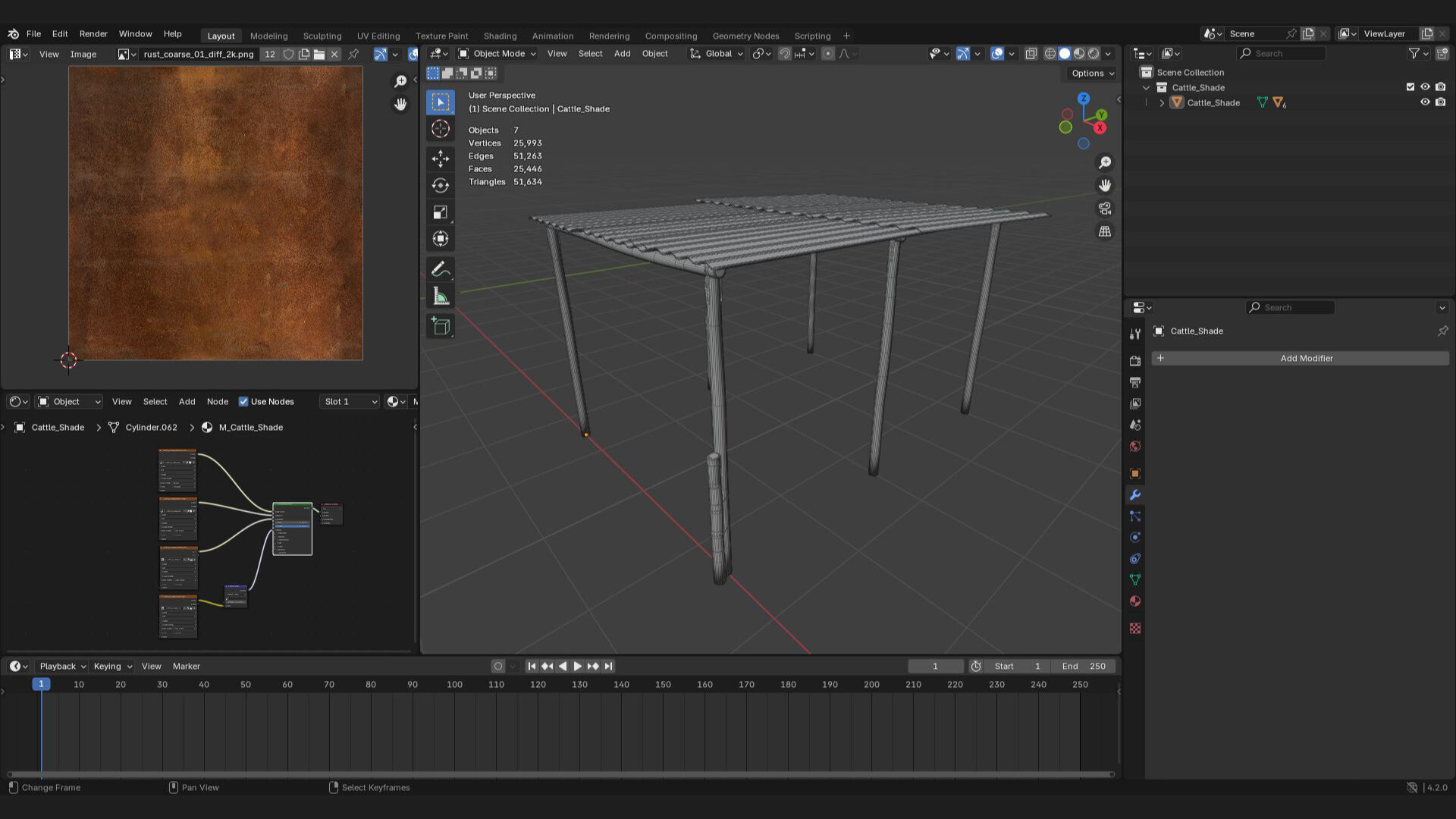 cattle shade corrugated roof 3d prop for farm or ranch 3D model_3