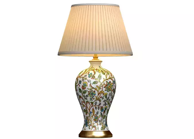 European Floral style Ceramic Table Lamp Retro Nightstand 